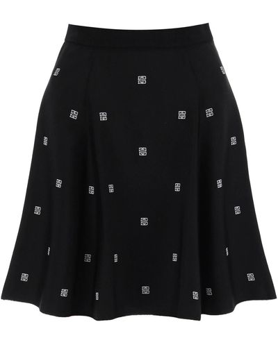 Givenchy Knitted Mini Skirt With 4g Motif - Black