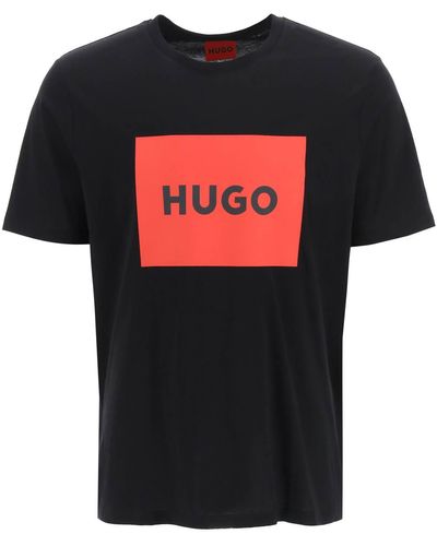 HUGO T Shirt Dulive Con Box Logo - Nero