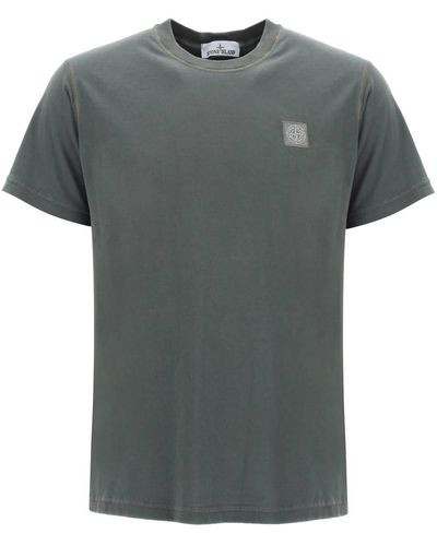 Stone Island Crew-Neck T-Shirt With Logo Patch - Gray