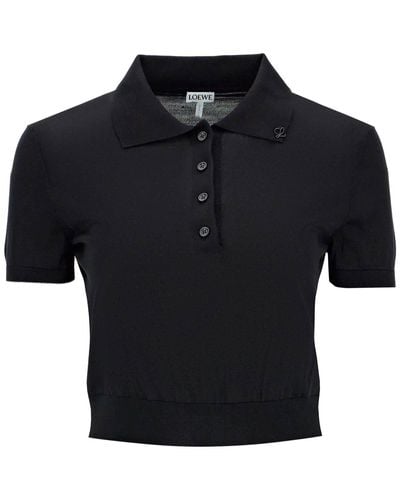 Loewe POLO CROPPED IN MAGLIA DI SETA - Nero