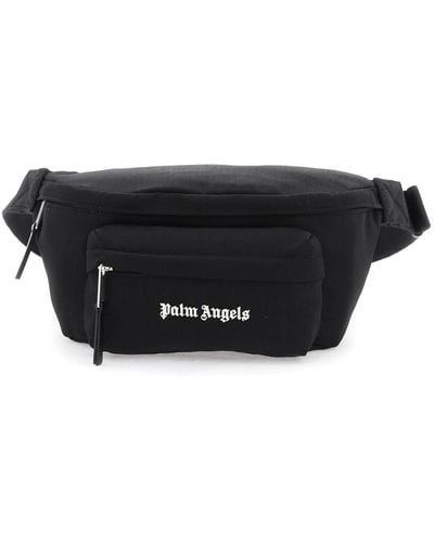 Palm Angels Canvas Waist Bag With Embroidered Logo - Black