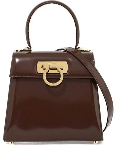 Ferragamo Iconic Top Handle Handbag (S) - Brown