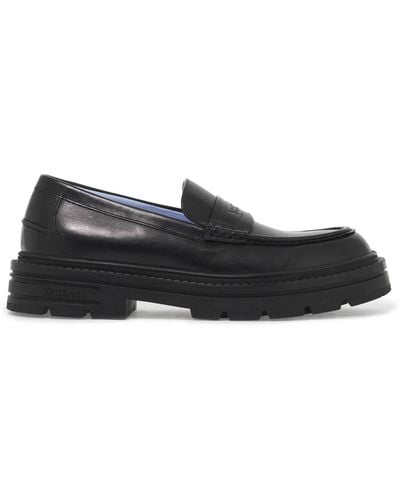 Versace Smooth Leather Adriano Loafers In - Black