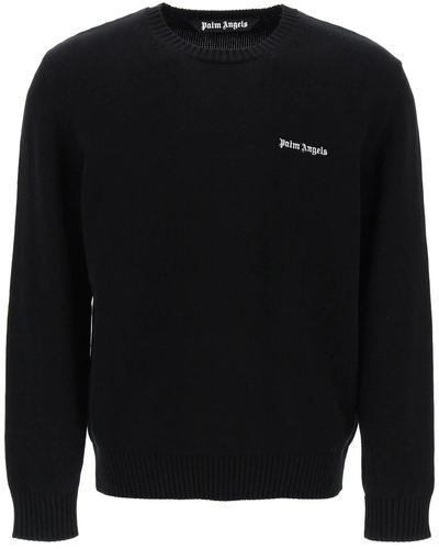 Palm Angels Embroidered Logo Pullover - Black