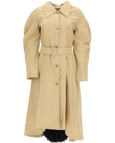 A.W.A.K.E. MODE Trench Coat With Pleated Insert - Natural