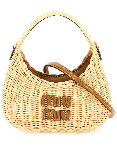 Miu Miu Miu Wander Rattan Hobo Bag - Metallic