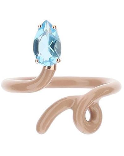 Bea Bongiasca Baby Vine Tendril Ring Drop Cut Crystal - Blue