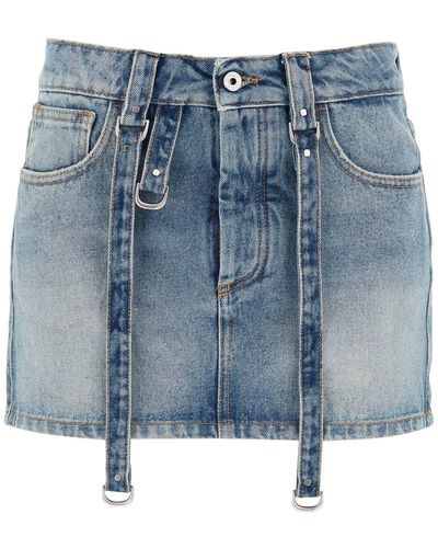 Off-White c/o Virgil Abloh Denim Mini Skirt With Straps - Blue