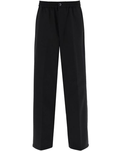 Ami Paris Pantaloni Loose Con Taglio Dritto - Nero