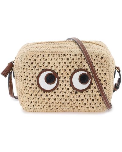 Anya Hindmarch Borsa A Tracolla In Rafia Eyes - Metallizzato