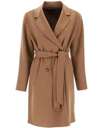 Weekend by Maxmara Flirt Double-Breasted Midi Coat - Brown