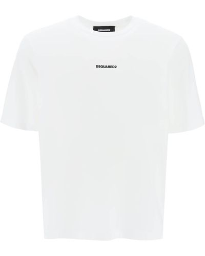 DSquared² Slouch Fit T Shirt With Logo Print - White