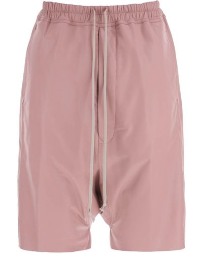 Rick Owens Leather Bermuda Shorts For - Pink