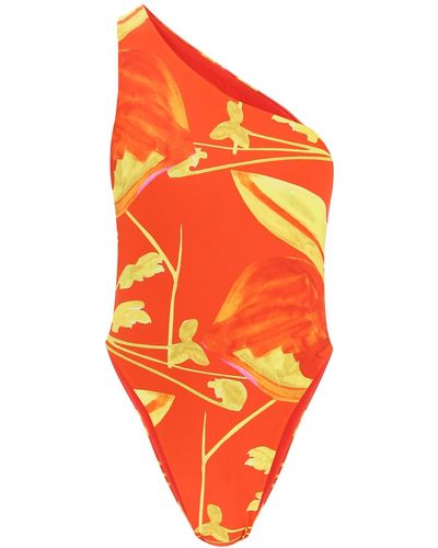 Louisa Ballou Plunge One-Piece Swimsuit - Orange