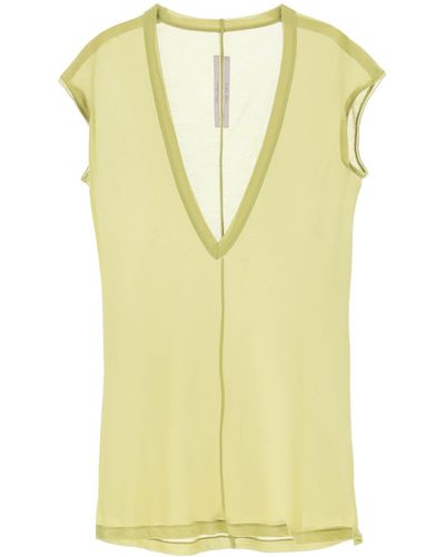 Rick Owens 'dylan' Maxi T Shirt With V Neck - Yellow