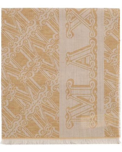 Max Mara Jacquard Wool, Silk And Linen Stole - Natural