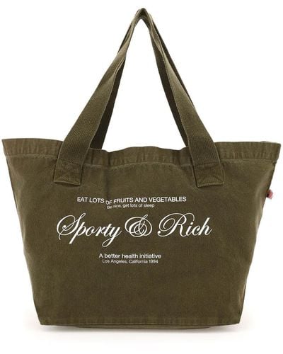 Sporty & Rich Sporty Rich 'script Logo' Cotton Tote Bag - Green