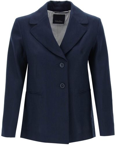 Max Mara "Single-Breasted Linen Jacket Souvenir - Blue
