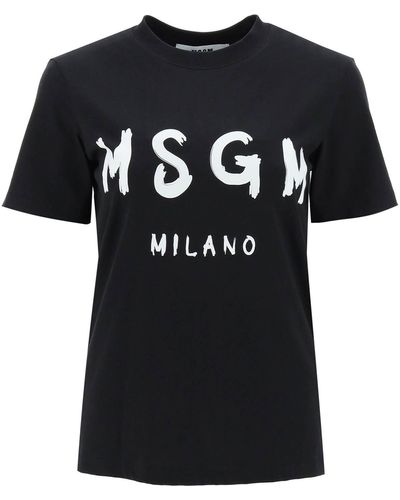 MSGM T-shirt With Brushed Logo - Black