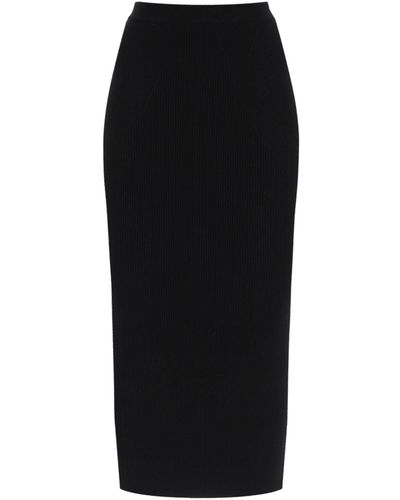 Alexander McQueen Ribbed-knit Pencil Skirt - Black