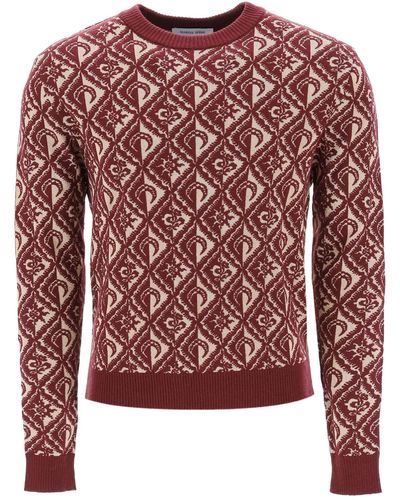 Marine Serre Moon Diamant Jacquard Knit Jumper - Red