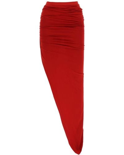 Rick Owens Asymmetric Maxi Skirt In Jersey - Red