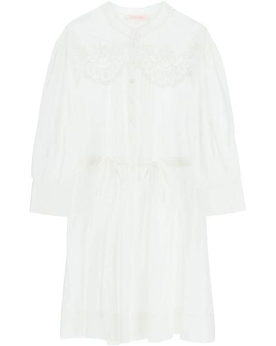 See By Chloé See By Chloe Embroidered Shirt Dress - White