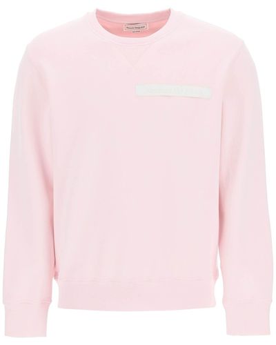 Alexander McQueen Sweatshirt With Selvedge Logo Band - Pink