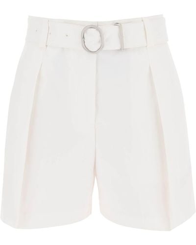 Jil Sander Cotton Bermuda Shorts With Removable Belt - White