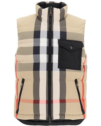 Burberry Romford Reversible Vest In Recycled Nylon - Natural