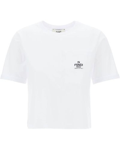 Fendi T-Shirt Con Taschino Roma - Bianco