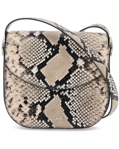 Jil Sander Python Leather Coin Shoulder Bag With Textured Finish - Gray