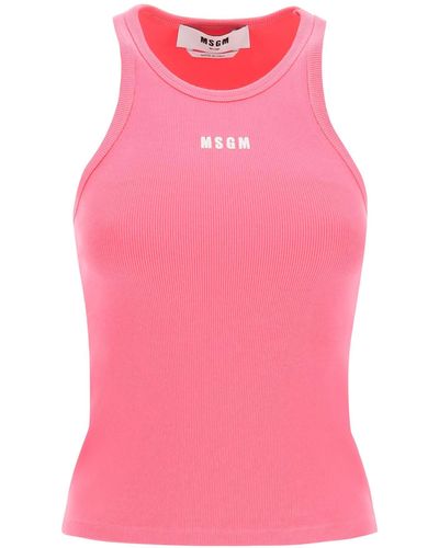 MSGM Logo Embroidery Tank Top - Pink
