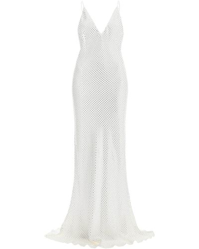 Alessandra Rich Long Cady Slip Dress With Maxi - White