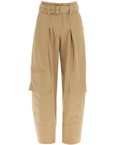 Low Classic Cargo Pants With Matching Belt - Natural
