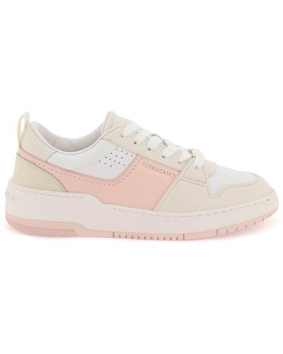 Ferragamo Multicolored Smooth Leather Trainers - Pink