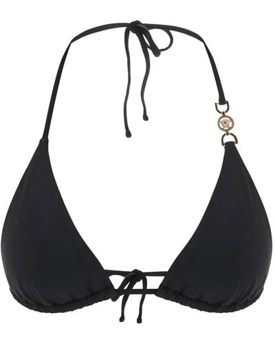 Versace Metal Greek Triangle Bikini Top - Black
