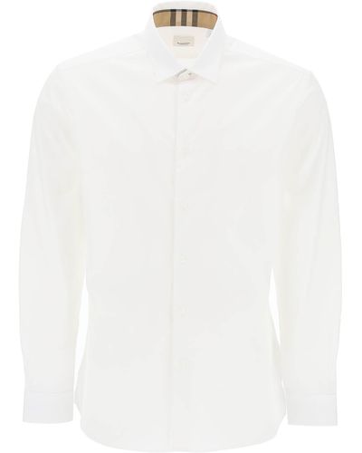Burberry Sherfield Shirt In Stretch Cotton - White