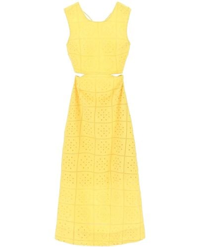 Ganni Broderie Anglaise Maxi Dress - Yellow