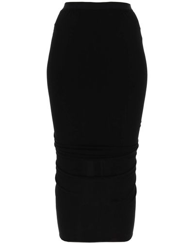 Rick Owens "Jersey Midi Skirt With Shrimp - Black