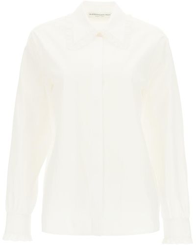 Alessandra Rich Lace Trimmed Shirt - White