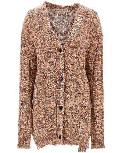 Marni Mouliné Cardigan With Embroideries - Brown
