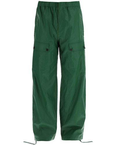 Ferragamo Linen Coated Trousers For Men - Green