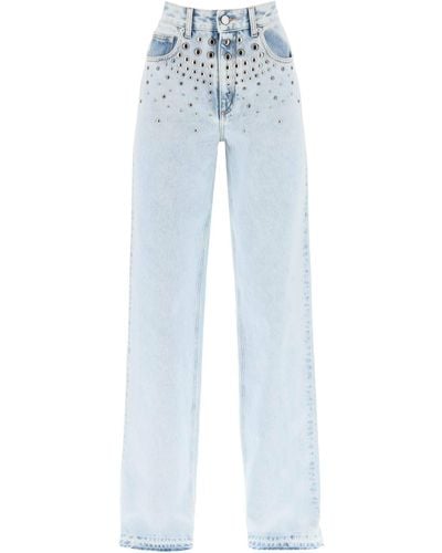 Alessandra Rich Jeans Con Borchie - Blu