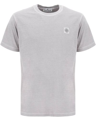 Stone Island Crew-neck T-shirt With Logo Patch - Grey