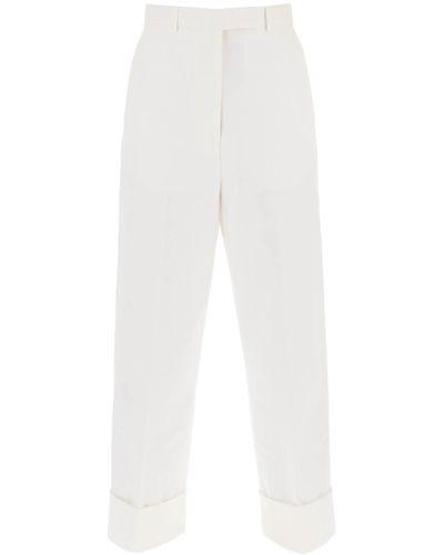 Thom Browne Cropped Wide Leg Jeans - White