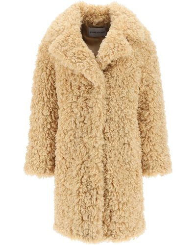 Stand Studio 'camille' Faux Fur Cocoon Coat - Natural