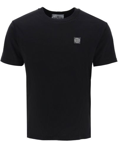 Stone Island Crew-Neck T-Shirt With Logo Patch - Black