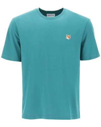 Maison Kitsuné T Shirt In Jersey Con Patch Fox Head - Blu