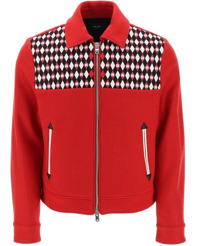 Amiri Wool Blouson Jacket With Embroide Yoke - Red